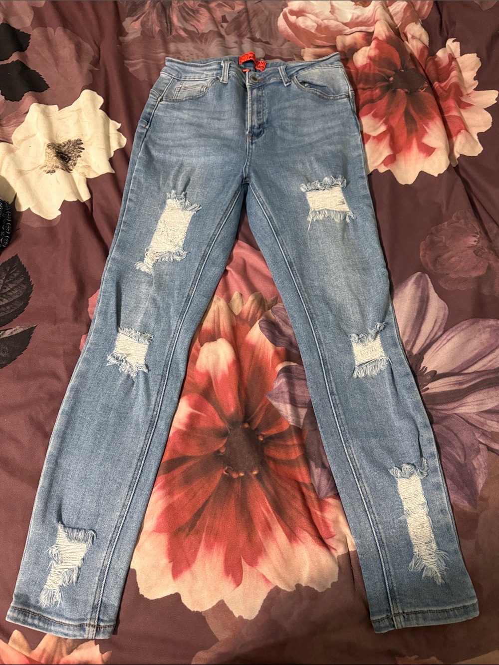 Wax Jean Light Blue Ripped Skinny Jeans